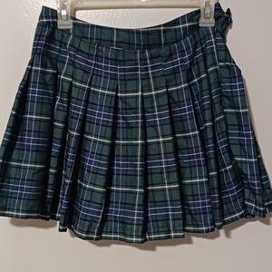 Forever 21 Tartan Mini Skirt in Green and Blue Plaid Pleated